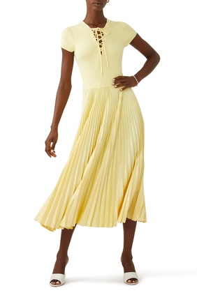 Pleated Skirt Midi Dress